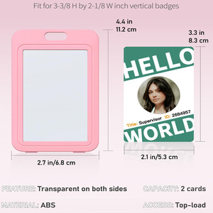 Vertical double-sided transparent work <b>ID</b> card <b>holder</b>, access card, name tag, work badge, hard plastic protective cover - Product Image 2