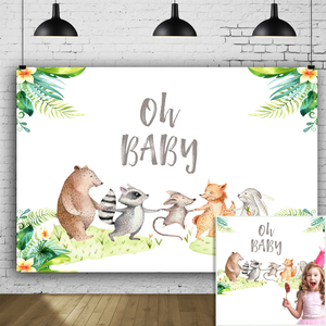 <span class=keywords><strong>Sfondo</strong></span> di fotografia di doccia animale del fumetto dell'acquerello per la decorazione della bandiera della parete di rivelazione di genere della festa di compleanno - Product Image 1