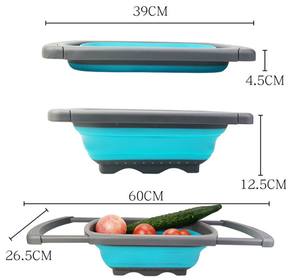 <span class=keywords><strong>Passoire</strong></span> pliable en <span class=keywords><strong>silicone</strong></span> au-dessus de l'évier avec poignée <span class=keywords><strong>rétractable</strong></span> pour la cuisine - Product Image 2