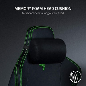 Chaise de Gaming en Faux cuir tapissé noir/vert, coussins en mousse de haute densité 300lb, pour joueur de course - Product Image 5