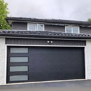 China Factory Custom Remote Control <strong>Automatic</strong> Garage <strong>Door</strong> Modern Overhead Insulated Sectional Black Color Steel Garage <strong>Doors</strong> - Product Image 1