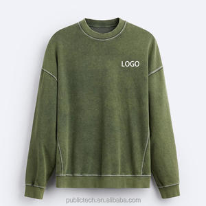 เสื้อสเวตเชิ้ตคอกลมสำหรับผู้ชายผ้าคอตตอนโอเวอร์ไซส์แบบเรียบ100% เทอร์รี่ฝรั่งเศสออกแบบโลโก้ได้ตามต้องการ - Product Image 6