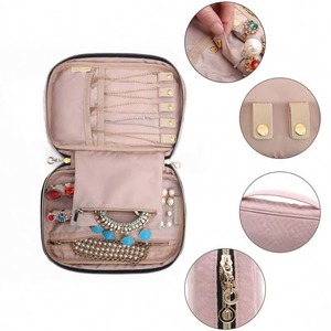 Étuis de rangement pour bijoux de voyage, sac organisateur de bijoux en coton personnalisé pour colliers, boucles d'oreilles, bagues, bracelets, fabriqué en usine BSCI - Product Image 5