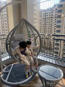 Chaise suspendue <span class=keywords><strong>en</strong></span> <span class=keywords><strong>osier</strong></span> PE <span class=keywords><strong>en</strong></span> acier tissé <span class=keywords><strong>en</strong></span> forme de larme extérieure de haute qualité - Product Image 6