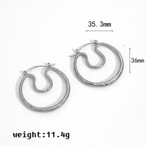 Titanium Hypoallergenic Geometric Jewelry Stainless Steel Chunky Hollowed Earrings for Women - Product Image 1