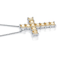 Collier Ruizuan en argent 925 unisexe, design croix hip-hop, certifié GRA, plaqué rhodium or champagne, moissanite