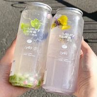 Bouteille en plastique PET transparente jetable avec anneau de traction, logo personnalisé, 330 ml, 500 ml, pour boissons gazeuses, jus, soda, bière, café