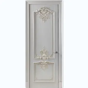 Puerta de madera con pintura de chapa de madera con flor para dormitorio de casa