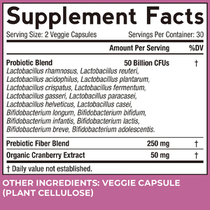 <span class=keywords><strong>Vigo</strong></span> Women's Probiotic 60 Cápsulas 50 Billion Cranberry Enzimas Suplementos de salud urinaria vaginal inmune para la menopausia - Product Image 2