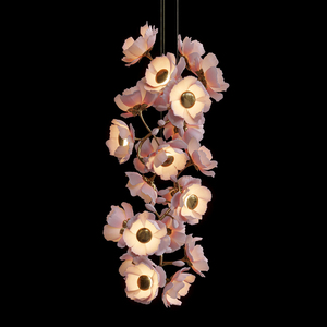 Lustre moderne personnalisé de style Zhongshan, motif floral pivoine, branches en céramique et cuivre, pour salon et <span class=keywords><strong>hôtel</strong></span> - Product Image 6