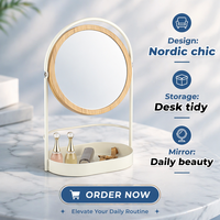 Miroir de courtoisie double face SY pour table, miroir cosmétique blanc avec grossissement, design moderne, idéal pour la maison et les magasins.