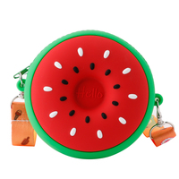 Venta al por mayor durable divertido dibujos animados sandía forma niños bolsa de silicona para niños