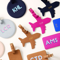 Étiquette de bagage créative en cuir PU en forme d'avion, porte-informations de voyage, porte-identifiant anti-perte pour sac