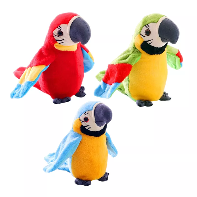 High Quality Electronic Talking Parrot Shaking Wings Imitate Talking Recording Parrot Bird Plush Toys
