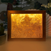 Peinture décorative en papier découpé personnalisable Art Frame Painting Dragon Boat Festival Lampe de sculpture sur papier conçue avec lumière
