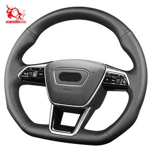 Cubierta de volante de cuero genuino de puntada a mano de alta calidad para <span class=keywords><strong>Audi</strong></span> e-tron GT <span class=keywords><strong>S7</strong></span> <span class=keywords><strong>Sportback</strong></span> TDI - Product Image 2