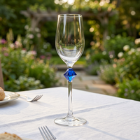 Verre à vin rond bleu classique, fait main, écologique, type gobelet