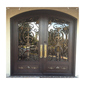 Entrée extérieure <span class=keywords><strong>Porte</strong></span> en métal en fer forgé noir double <span class=keywords><strong>Porte</strong></span> de sécurité - Product Image 4
