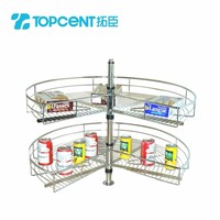 Panier de rangement rotatif moderne en fer chromé à 3 côtés, pliable, fonctionnel, pour tiroir de cuisine, 270 cm de diamètre