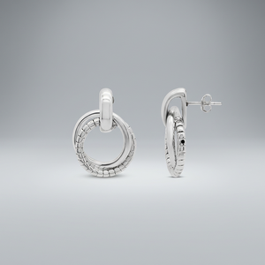 Boucles d'oreilles créoles argentées pour femmes en acier inoxydable, hypoallergéniques, bijoux de mode, boucles d'oreilles clous simples et doubles cercles - Product Image 3