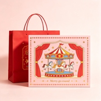 Boîte cadeau magnétique rigide sur le thème du cirque, personnalisée et luxueuse, avec sac en papier, vente en gros OEM, emballage de bonbons pour anniversaire d'enfants