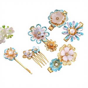 Lumiara French Vintage 18K Gold Plated Flower Hair Clips - Handmade Shell Petal Stainless Steel Bridal <b>Wedding</b> <b>Accessories</b> - Product Image 5