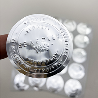 Surface miroir imperméable feuille d'aluminium personnalisée autocollants cercle surélevé argent pet gaufrage logo étiqueteuse pour couvercle