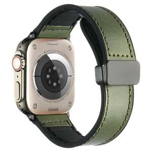 Silikon manyetik toka çılgın at deri için Apple saat kayışı için LWatch SE 67 8 9 10 11 42 46 49mm erkek istikrarlı ve olgun - Product Image 5
