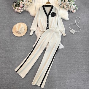 Conjunto de <span class=keywords><strong>2</strong></span> piezas de suéter y pantalones de manga larga de punto informal para mujer - Product Image 2