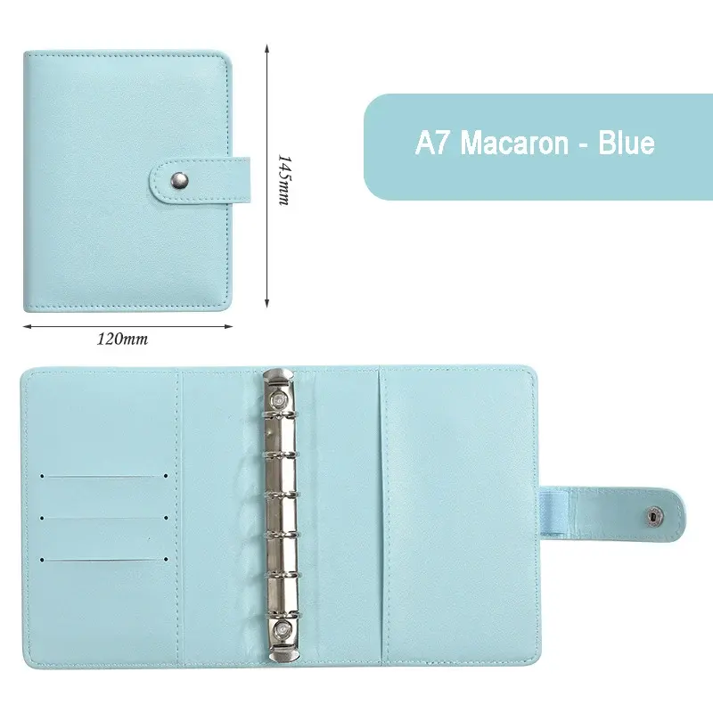 2024 Factory Price Pu Leather Planner Organizer Cute Notebook Custom Planner A7 Macaron A6 Binder Cash Envelopes Budget Binder