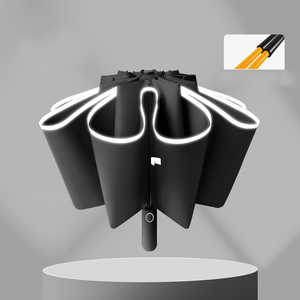 Hot Sell Reflective Stripe Strong Windproof Inverted Umbrella Waterproof Auto Open Reverse Umbrellas With Custom Logo