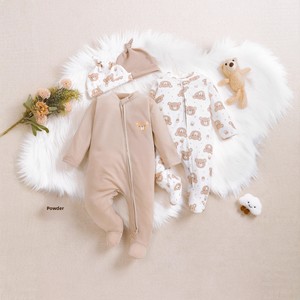 Tutina per Neonati con Doppia Cerniera 2026, in Poliestere con Motivo Orso, Maniche Lunghe, Sottile, per Primavera e Autunno - Product Image 1