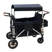 Poussette Double à traction réglable, chariot en plastique avec barre de poignée réglable