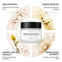 Crème de Jour Antioxydante au Resvératrol et à l'Huile de Pépins de Raisin OEM, Marque Privée, Hydratante, Anti-Âge, Raffermissante, Éclaircissante