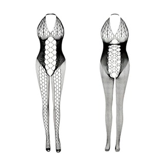 Sexy dames fishnet bodystocking lingerie, halternek open kruis catsuit voor nachtkleding - Product Image 5