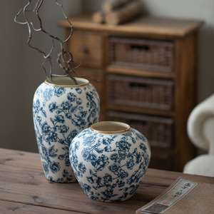 Jarrón <span class=keywords><strong>de</strong></span> Cerámica Estilo Chino Nuevo, Maceta <span class=keywords><strong>de</strong></span> Cerámica Retro Nostálgica con Calcomanías <span class=keywords><strong>de</strong></span> Peonías, Decoración <span class=keywords><strong>de</strong></span> Lujo Ligero para Hoteles y Casas <span class=keywords><strong>de</strong></span> Huéspedes - Product Image 4