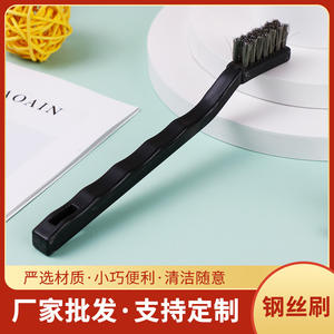 Cepillo de alambre de acero plano con mango de plástico negro, herramienta de limpieza de acero inoxidable, cepillo abrasivo industrial para eliminar óxido - Product Image 5