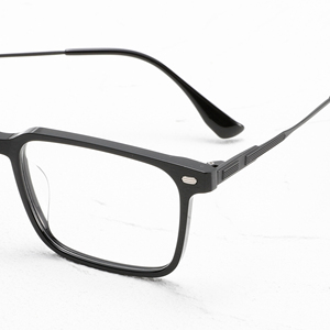 Monturas de Gafas Rectangulares de Aro Completo, Titanio Negro Sólido, Unisex, Corrección de Visión para Adultos, Lentes de Resina Anti-UV - Product Image 2