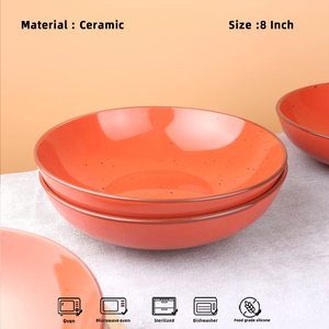 Bol à soupe, pâtes et céréales en céramique artisanale de 8 pouces, émaillé orange, écologique, personnalisé, compatible micro-ondes et lave-vaisselle - Product Image 6