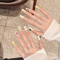 10 pièces en gros à la main faux ongles colle Style français Nail Art ongles artificiels personnalisé acrylique presse sur les ongles
