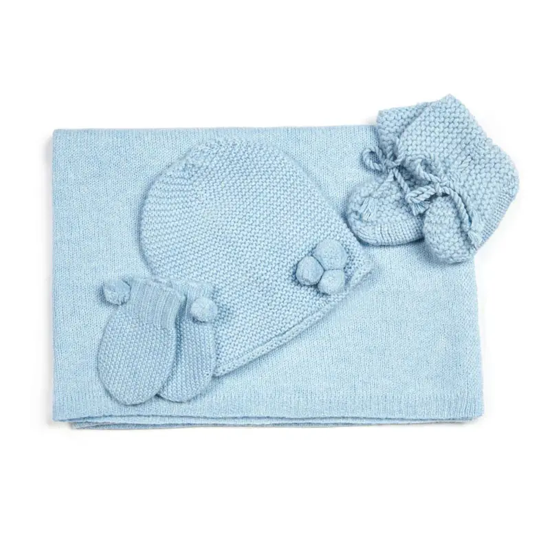 Nouveau-né cachemire Layette cachemire bio couverture Bonnet, chaussons mitaines coffret cadeau