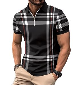 Camisetas Polo Casuales para Hombre, Puños Acanalados, Tejido Texturizado, Aberturas Laterales, Sin Arrugas, Manga Corta, Tops de Verano - Product Image 5