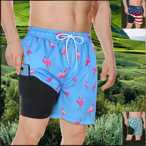 Nouveaux shorts de plage pour hommes en taille plus, imprimés en 3D, décontractés, avec motif de dessin animé, shorts de surf, taille mi-haute, en toile, avec cordon de serrage - Product Image 2