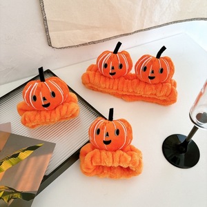 Halloween <strong>pumpkin</strong> funny <strong>headband</strong> girl cute cartoon face wash <strong>headband</strong> with wristband set - Product Image 5