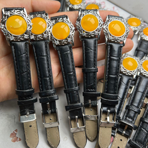 Gioielli in ambra bracciale in ambra in pelle di mucca intarsiata ambra russa baltica naturale - Product Image 6