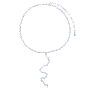 2023 nuovo arriva ovale cubic zirconia lunga catena CZ di alta qualità scintillante bling <span class=keywords><strong>argento</strong></span> donna sexy bling lariat collana - Product Image 5