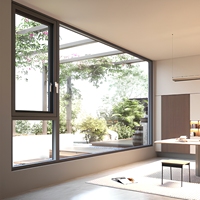 Fenêtre à battant en alliage d'aluminium pour villa moderne, design moderne, cadre étroit, profil mince, grande surface vitrée, fenêtres de maison