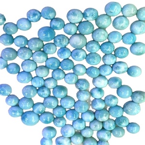 Larimar-cabuchón azul cielo Natural del Mar Caribe, parte trasera plana, pulido a mano, Larimar auténtico - Product Image 4