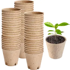 Biodegradable Pulp Seedlings Tray Disposable Flower Seed Planter Round Paper Pulp Nursery Pots