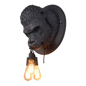 Decorative gorilla statue animal wall led light for restaurant hotel coffee shop bar wall lamp